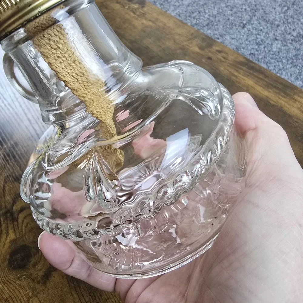 Vintage Eagle Mini Oil Lamp Clear Pressed Glass‎ Kerosene Lamp Made in USA 6
